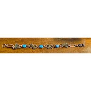Bell Trading Post Turquoise Copper & Brass Cowboy Charms Link 7.25" Bracelet